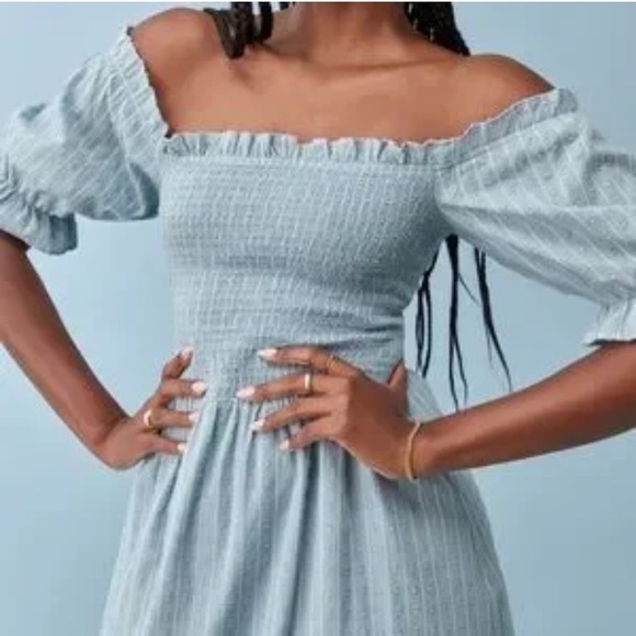 New: Mable Puff Sleeve Gauzy Cotton Midi Dress. Size Medium - Picture 7 of 11